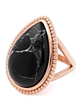 Twilight Rose Gold Stainless Steel Ring with Howlite