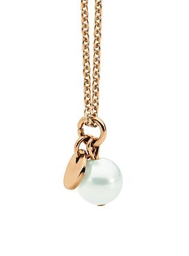 White Pearl Rose Gold Steel Necklace with Pearl