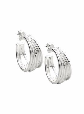 Waves of Love Sterling Silver Cuff Hoop Earrings