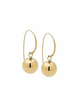 Yellow Gold Stainless Steel Ball Drop Earrings