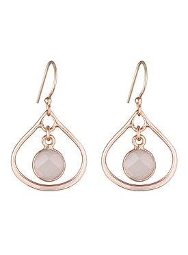Selene Mini Stone Earrings Rose Quartz in Rose Gold
