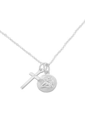 Reagan Guardian Angel and Cross Charm Cable Necklace