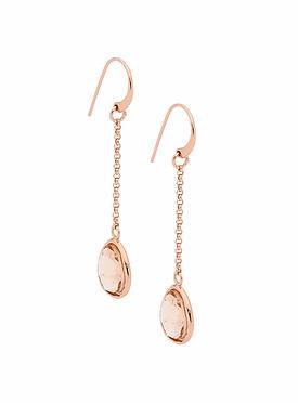 Water 14k Rose Gold Silver Earrings with Champagne Crystal