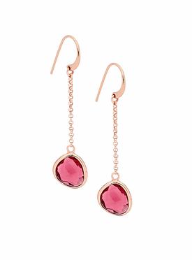 Pastiche Water 14k Rose Gold Silver Earrings with Pink Crystal