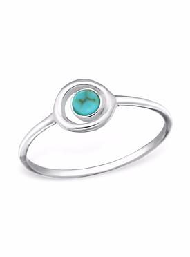 Circle Turquoise Ring in Sterling Silver