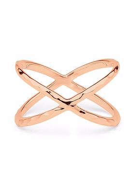 Criss Crossed X Orbital 14k Rose Gold Plated Silver Ring