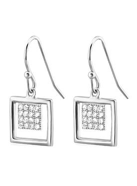 Maisie Square Cluster Drop Earrings in Sterling Silver