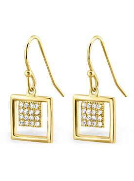 Maisie Square Cluster Drop Earrings in Gold