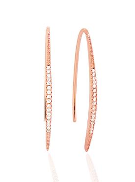 Adeline Pave Drop Bar CZ Earrings in Rose Gold