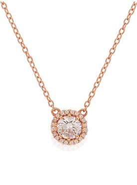 Scarlett CZ Halo Cluster Necklace in Rose Gold