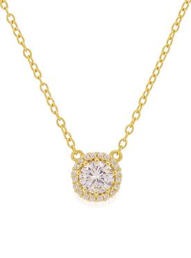 Scarlett CZ Halo Cluster Necklace in Gold