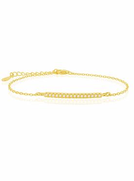 Emilia CZ Pave Set Bar Bracelet in Gold