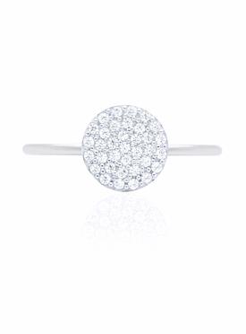 Adele Circle Disc Pave Set CZ Ring in Silver