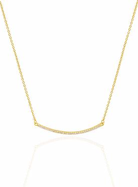 Emilia CZ Pave Set Bar Necklace in Gold