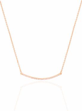 Emilia CZ Pave Set Bar Necklace in Rose Gold