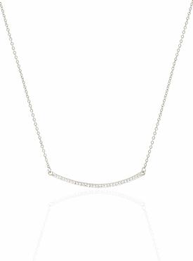 Emilia CZ Pave Set Bar Necklace in Silver
