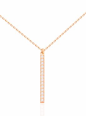 Emilia CZ Drop Bar Necklace in Rose Gold
