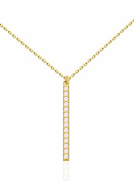 Emilia CZ Drop Bar Necklace in Gold