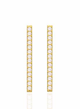 Emilia CZ Drop Bar Earrings in Gold