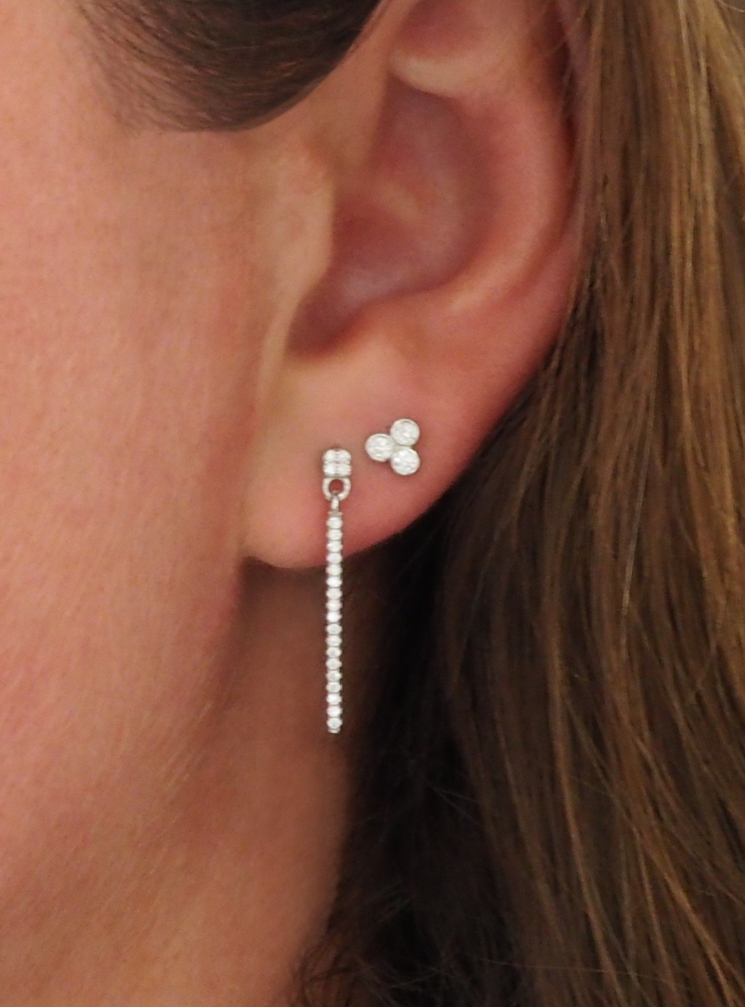 Selena Triple CZ Stud Earrings in Silver — Jewellery Co. Australia