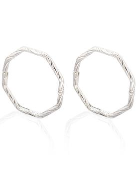 Everyday Octagonal Sleeper Hoop Earrings in Silver