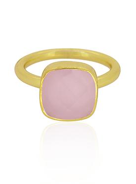 Indie Rose Quartz Gemstone Ring in Gold