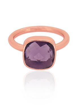 Indie Amethyst Gemstone Ring in Rose Gold