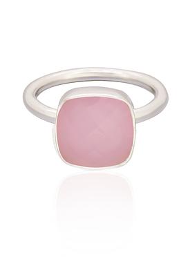 Indie Pink Chalcedony Gemstone Ring in Silver