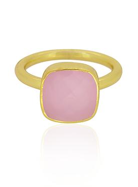 Indie Pink Chalcedony Gemstone Ring in Gold