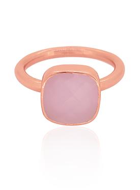 Indie Pink Chalcedony Gemstone Ring in Rose Gold