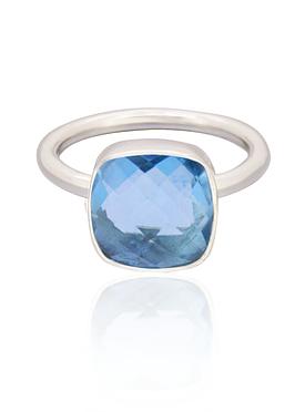 Indie Blue Topaz Gemstone Ring in Silver