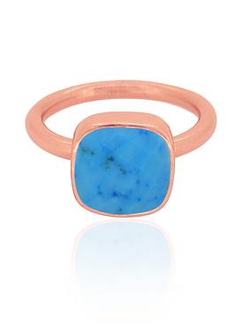 Indie Sleeping Beauty Turquoise Gemstone Ring in Rose Gold