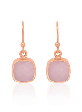 Indie Rose Quartz Gemstone Earrings in Rose Gold