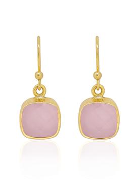 Indie Rose Quartz Gemstone Earrings in Gold