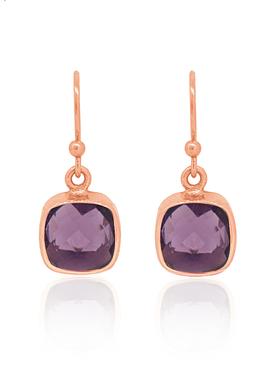 Indie Amethyst Gemstone Earrings in Rose Gold
