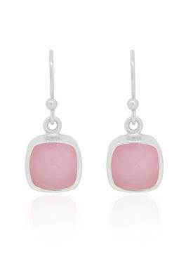 Indie Pink Chalcedony Gemstone Earrings in Silver