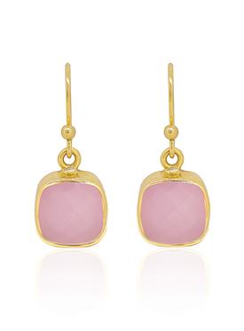 Indie Pink Chalcedony Gemstone Earrings in Gold