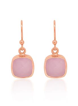 Indie Pink Chalcedony Gemstone Earrings in Rose Gold