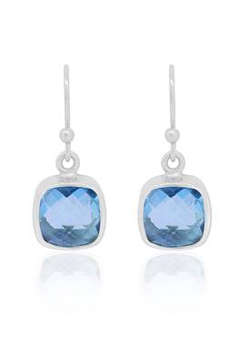 Indie Blue Topaz Gemstone Earrings in Silver