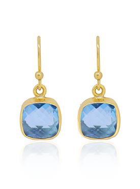 Indie Blue Topaz Gemstone Earrings in Gold