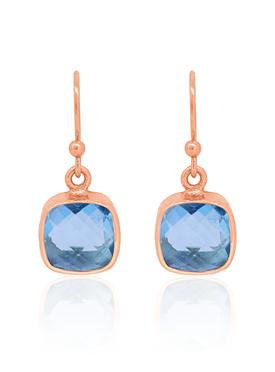 Indie Blue Topaz Gemstone Earrings in Rose Gold