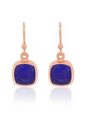 Indie Lapis Lazuli Gemstone Earrings in Rose Gold