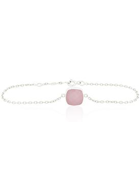 Indie Rose Quartz Gemstone Bracelet in Silver