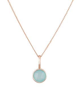 Selene Single Pendant Aqua Chalcedony Necklace in Rose Gold