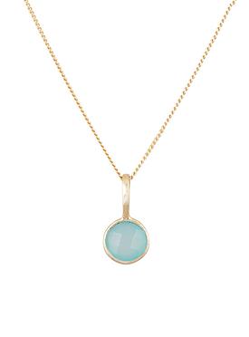 Selene Single Pendant Aqua Chalcedony Necklace in Gold