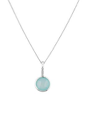 Selene Single Pendant Aqua Chalcedony Necklace in Silver