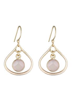 Selene Mini Stone Earrings Rose Quartz in Gold
