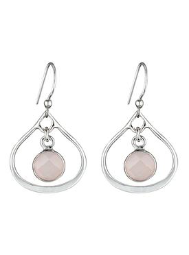 Selene Mini Stone Earrings Rose Quartz in Silver