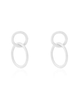 Dakota Double Circle Earrings in Silver