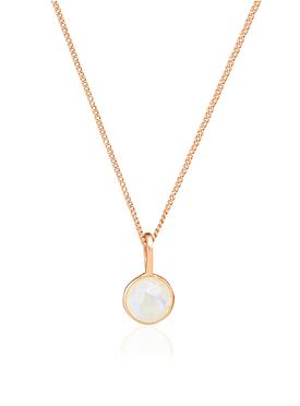 Selene Single Pendant Moonstone Necklace in Rose Gold
